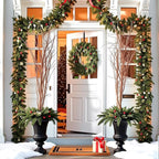 FYY Wreath Hanger for Front Door - 12” Over The Door Hooks for Easter Halloween Christmas Decoration Welcome Sign Heavy Duty Hangers Organizer with Rubber Prevent Scratches, 1PCS Black