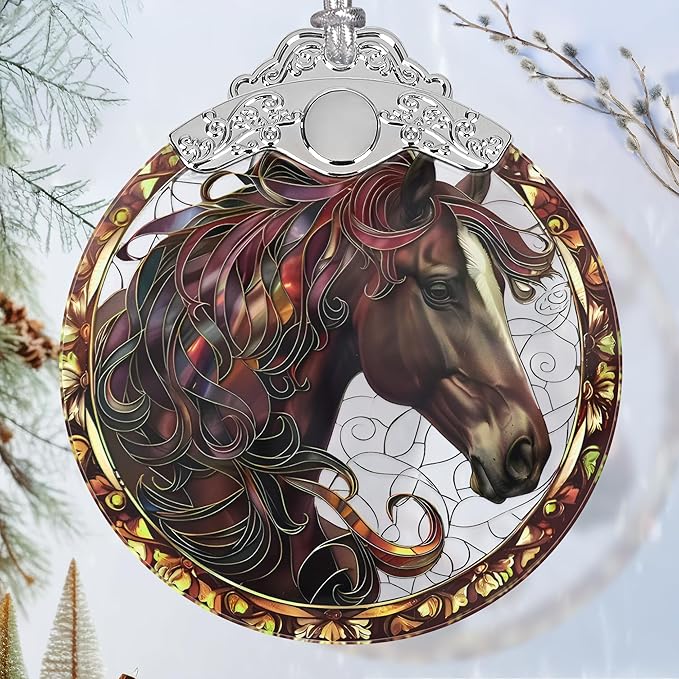 Horse Stained Glass Orament - Christmas Ornament - Christmas Decorations for Tree - Holiday Present ldeas - Gift Exchange