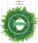 U'Artlines 23.6" Front Door Wreaths Artificial Spring Summer Greenery Hanging Garland for Home Wedding Wall Window Decoration (23.6'' Boxwood,1)
