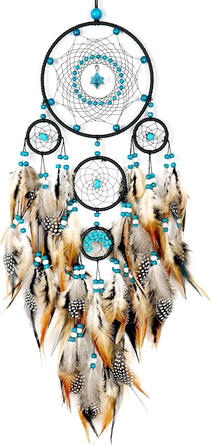 Dream Catchers for Adults Large Dream Catchers Black Dream Catcher Turquoise Wall Decor for Bedroom Adult Brown Boho Dream Catcher Wall Decor Tree of Life Suncatcher Hanging