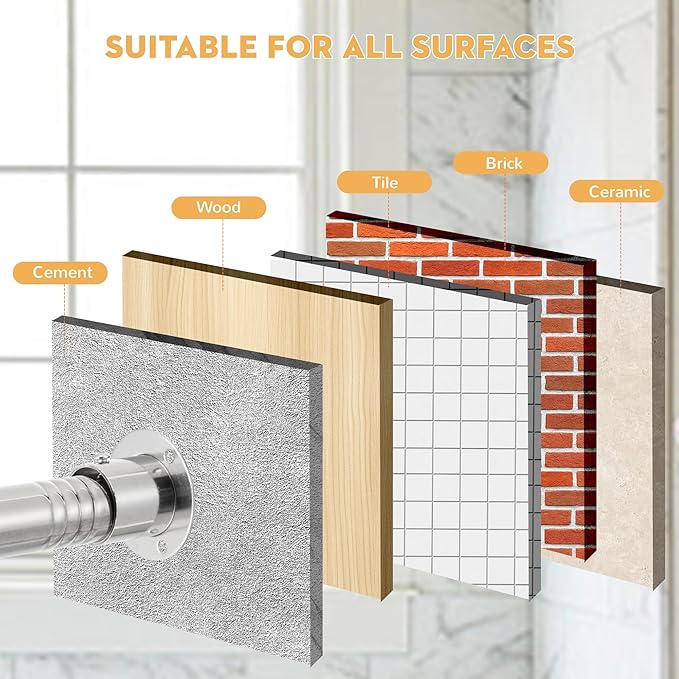 1.3 Inch Diameter Closet Rods for Hanging Clothes 17-87 Inch Adjustable, Metal Heavy Duty Closet Pole, Silver Closet Bar for Hanging Clothes, Suitable for Closet, Wardrobes, Bathroom, Windows