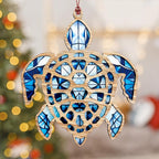 Sea Turtle Gifts for Women, Sea Turtle Christmas Ornaments Decoration, Suncatcher Ornament with Story Card, Beach Ornaments for Tree, Sea Lover Gift, Birthday Gift for Mom