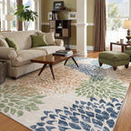 Dahlia Floral Washable Rugs, 8x10 Area Rugs for Bedroom,Boho Multicolored Ultra Thin Living Room Rug,Large Fall Soft Non Shedding Throw Carpet for Dining Room Classroom Dorm,Multi