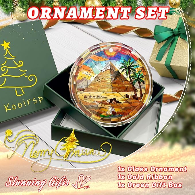 Pyramid Stained Glass Ornament, Christmas Tree Decor, Pyramid Ornaments for Christmas Tree, Holiday Presents, Gift Exchange