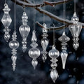 Mifoci 8 Pcs 6 Inch Mercury Glass Finial Christmas Ornaments Hanging Christmas Finials Glass Ornaments Assorted Mercury Decor for Vintage Holiday Xmas Tree Decoration(Clear)