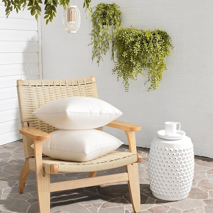 Oubonun 18x18 Outdoor Pillow Inserts (Pack of 4) - Square Waterproof Throw Pillow - Decorative Throw Pillows Insert for Couch Sofa Bed Patio Furniture - White Pillows