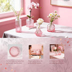 Der Rose Pink Vases Set of 12, Small Bud Vases for Flowers, Rustic Wedding Centerpieces and Home Decor