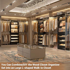 Aheaplus Closet System with 4 Drawers, 8FT Wood Closet Organizer System, 96’’ Walk-in Closet Wardrobe with Tower, 4 Hang Rods, 2 Top Shelves, Built In Closet Insert System, Fits Spaces 4-9 ft, Black