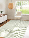 Lahome Rainbow 4x6 Area Rugs for Bedroom, Soft Washable Rugs for Entryway Ultra-Thin Modern Green Rug, Non-Slip Throw Rug Carpet for Kitchen Office Living Room(4'x6',Green)