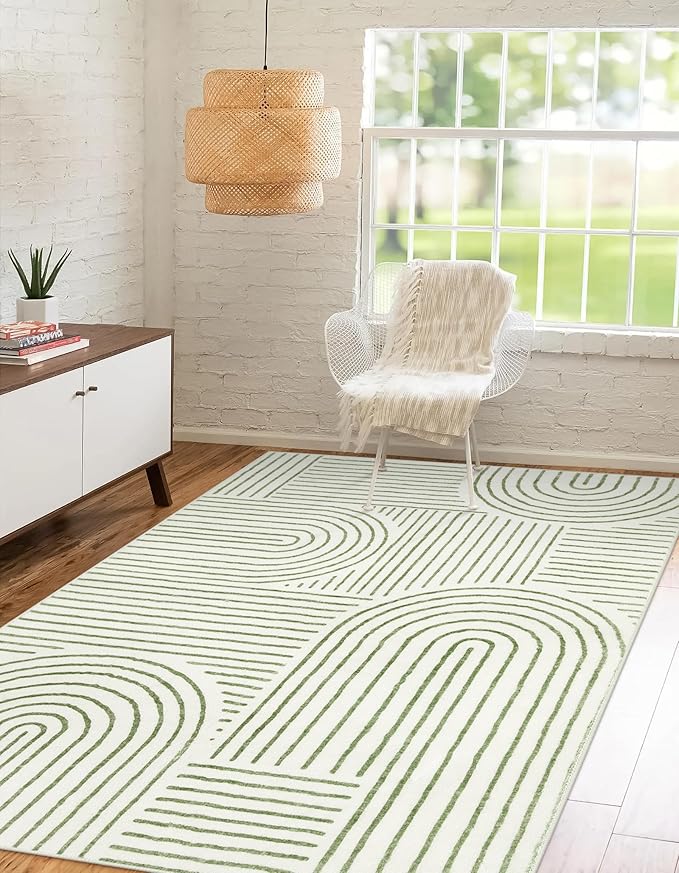 Lahome Rainbow 4x6 Area Rugs for Bedroom, Soft Washable Rugs for Entryway Ultra-Thin Modern Green Rug, Non-Slip Throw Rug Carpet for Kitchen Office Living Room(4'x6',Green)