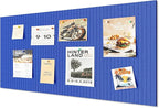 48x32 inches Large Bulletin Board, Decorative Felt Pin Board, 0.35“ Thick Foldable Photo Display Board with Self-Adhesive Tape, Vision Board for School Home Kitchen Office Walls - Dark Blue