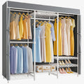 VIPEK V5C Medium Covered Clothes Rack Heavy Duty Portable Closet Wardrobe, Freestanding White Clothing Rack with Grey Upgarded Polyester Cover, Adjustable Custom Closet Rack, 56.7" Lx15.7 Wx76.4 H