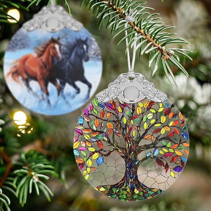 Tree of Life Stained Glass Orament - Christmas Ornament - Christmas Decorations for Tree - Holiday Present ldeas - Gift Exchange