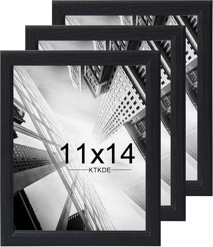 KTKDE 11x14 Picture Frame Set of 3,Black Wooden frames, Vertical & Horizontal Wall Hanging for Wall Display,Studio Gallery Photo Frame for Photos, Posters & Art Prints