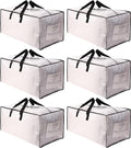 SWEET DOLPHIN 6 Pack Extra Large Moving Bags with Strong Zippers & Carrying Handles, Heavy Duty Storage Tote for Space Saving Moving Storage, Fold Flat, Alternative to Moving Box, Semi-Transparent