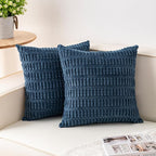Aegero Pack of 2 Corduroy Decorative Throw Pillow Covers 16x16 Inch Soft Striped Pillow Covers Modern Farmhouse Home Decor for Sofa Living Room Couch Bed（Teal）