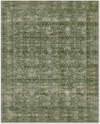 Washable 2x3 Entryway Rug, Boho Non-Slip Door Mat Vintage Distress Small Rugs for Kitchen Nursery Office Bedroom, 0.3" Neutral Oriental Throw Carpet with Cushioning Pad, Grass Green/Multi
