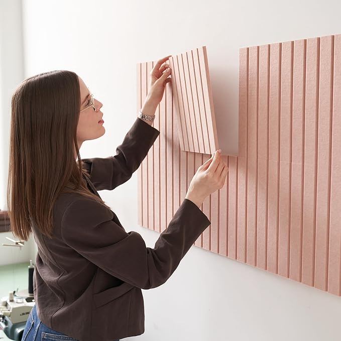 Large Felt Bulletin Board - Stylish Perfectly Sized 35" x 47" Cork Board Alternative for Office & Wall Decor – 12 Customizable Adhesive Tiles w/Golden Pins are Perfect to Display Your Photos