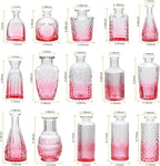 Brajttt Glass Bud Vase Set of 18,Small Glass Vintage Vases for Flowers,Pink Bud Vases in Bulk for Rustic Wedding Decor,Table Centerpieces,Decor Centerpiece for Bathroom