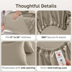 California Design Den - Luxury Full Size Sheet Set - 100% Cotton, 600 Thread Count Deep Pocket Full Size Bed Sheets, Hotel-Quality Cooling Sheets with Sateen Weave (Cool Taupe)