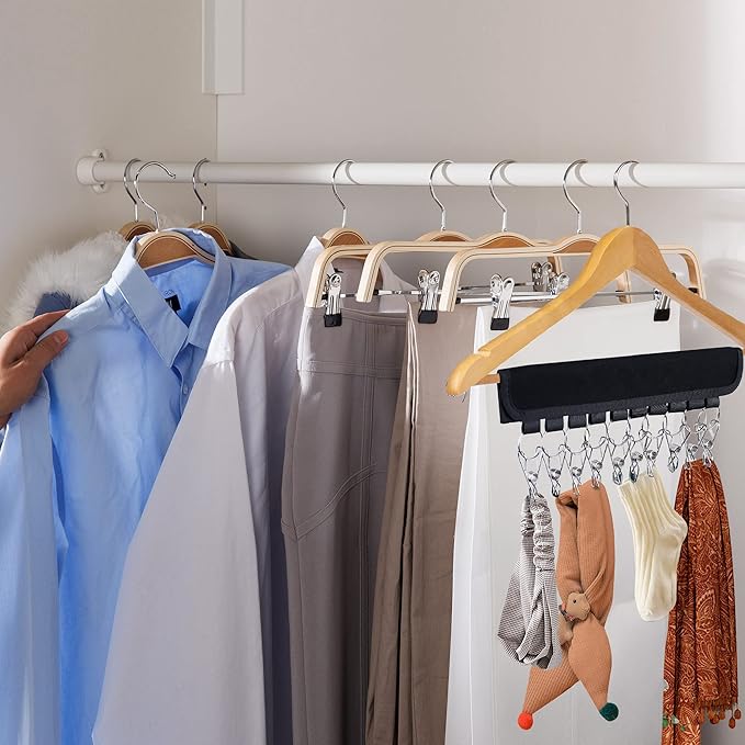 Hat Organizer Holder for Hanger & Room Closet, 4Pack Hat Storage Clips, for Hang Baseball Hats Rack, Ball Caps, Winter Beanie & Accessories, Not Including Hangers & Hats (4PC Black)