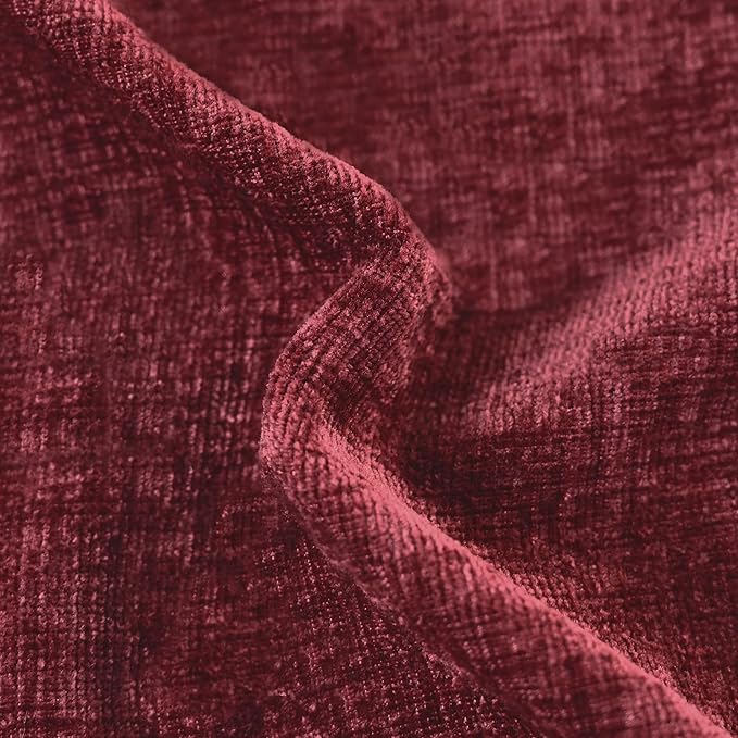 CaliTime Christmas Throw Pillow Covers Decorative 22 X 22 Inches Pack of 2 Cozy Chenille Cushion Cases for Couch Sofa Bed Living Room Home Burgundy