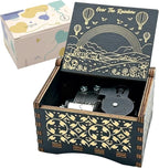 Pursuestar Somewhere Over The Rainbow Wind Up Music Box, Vintage Engraved Wood Mechanism Musical Gifts for Mother's Day Valentine's Day Christmas Thanksgiving