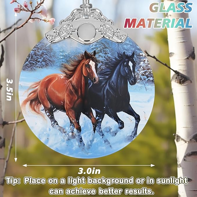 Stained Glass Suncatcher Ornament - Horse Christmas Decorations - Christmas Ornaments for Tree - Holiday Present Ideas - Gift Exchange