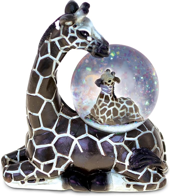 COTA Global Giraffe Snow Globe Decor - Beautiful Snow Globe Decorations with Giraffe Figurine, Collectible Snow Globes Perfect Giraffe Decor for Home, Office Space, Figurine Shelf, or Desk - 45mm