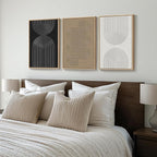 Framed Black and White Brown Abstract Wall Art, 3 Piece Boho Geometric Canvas Prints Paintings Artwork for Walls, Modern Minimalist Neutral Pictures for Living Room Dining Room Bedroom Wall Decor 16x24 In
