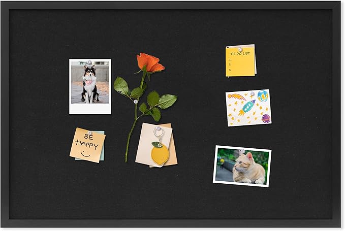 DAHAPYBOO Cork Board with Linen Black,Bulletin Board 30"x20",Corkboards for Office Home School Message Board or Vision Board Decoration.