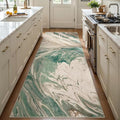 Ciicool 2x6 Washable Runner Rug, Modern Abstract Soft Hallway Rugs Runner, Non-Slip Thin Accent Rug Lightweight Green Swirls Print Distressed Carpet for Laundry Entryway Bedroom Kitchen Indoor