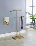 Kings Brand Furniture Dossi Modern Metal Suit Valet Stand, Clothes Rack Organizer with Jacket, Pants & Tie Holder, Space-Saving Garment Rack for Bedroom or Closet (Gold)