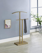 Kings Brand Furniture Dossi Modern Metal Suit Valet Stand, Clothes Rack Organizer with Jacket, Pants & Tie Holder, Space-Saving Garment Rack for Bedroom or Closet (Gold)