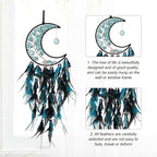 PATIKIL Crystal Life of Tree Dream Catcher, 28 Inch Feather Handmade Moon Dream Catcher with Gemstone Agate Stone Wall Hangings Decor for Home Wedding Bedroom Living Room, Blue Green Black