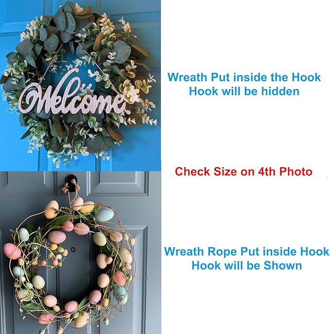 Magnetic Wreath Hanger for Metal Doors Only, Not for Wood Glass Doors, Front Door Wreath Hook Holder, Pack of 2