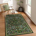 Moynesa Floral 3x5 Area Rug, Washable Non Slip Soft Bedroom Rugs, Boho Green Small Rugs for Living Room, Botanical Ultra Thin Throw Carpet for Kitchen Entryway Bathroom, Green