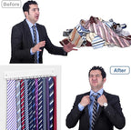 【2 in 1】 2 Pack Tie Organizer Belt Organizer Wall Mounted, Space Saving Tie Rack Belt Hanger for Closet with 24 Storage Hooks, Belt Tie Holder for Closet Organizer Storage White