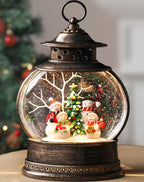Snowman Snow Globe 12 Inch Christmas Snow Globe Lantern, Lighted Christmas Decorations Indoor for Home Light Up Musical Snowman Decor with Music Timer Swirling Glitter, USB or Battery Operated
