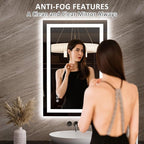 LOAAO 23.6"x35.4" LED Mirror for Bathroom, Lighted Bathroom Mirror with Lights, Anti-Fog, Dimmable, Memory Function, Clear Reflection