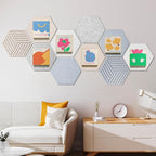 10PCS Hexagon Cork Board Tiles Alternative - 12x10 Inch Frameless Felt Bulletin Board for Wall, Adhesive Cork Board Tiles for Office & Home Decor, Sound Absorbing Pin Boards for Walls & Photos