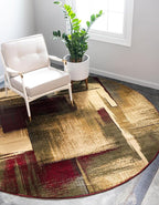 Unique Loom Barista Collection Area Rug - Timor (6' 1" Round, Multi/Red)