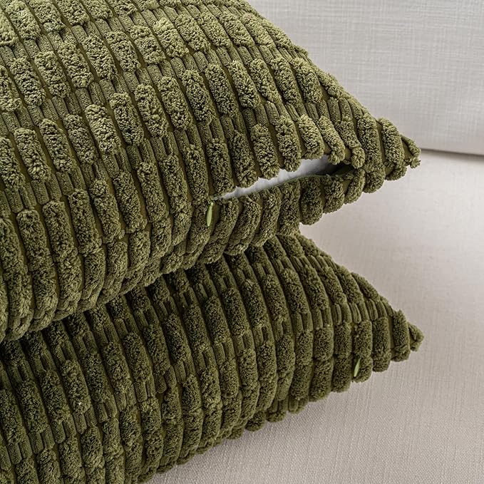 Fancy Homi 4 Packs Decorative Throw Pillow Covers for Living Room Couch Bed, Modern Farmhouse Boho Home Décor Accent Cushion Case, 20" x 12", Moss Green