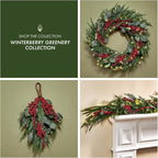 LampLust Swag for Front Door, 18 Inch Greenery with Eucalyptus and Red Berry, Teardrop Swag for Decorating, Indoor Hanging Decor for Entryways, Door or Stairways, Spring Decor, Table Centerpiece