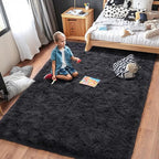 Rugs for Living Room 9x12, Soft Shaggy Modern Shag Area Rug for Bedroom, Upgrade Non-Slip Plush Fluffy Carpet for Kids Boys Girls Room Home Decor Aesthetic, Charcoal Gray