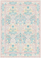 Lessymo 8x10 Washable Rug for Living Room, Soft Non Slip Pink Area Rugs for Bedroom Nursery Dining Room, Low Plie Boho Forest Large Carpet Botanical Colorful Cute Flower, Pink Green