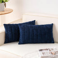 Aegero Pack of 2 Corduroy Decorative Throw Pillow Covers 12x24 Inch Soft Striped Pillow Covers Modern Farmhouse Home Decor for Sofa Living Room Couch Bed（Blue）