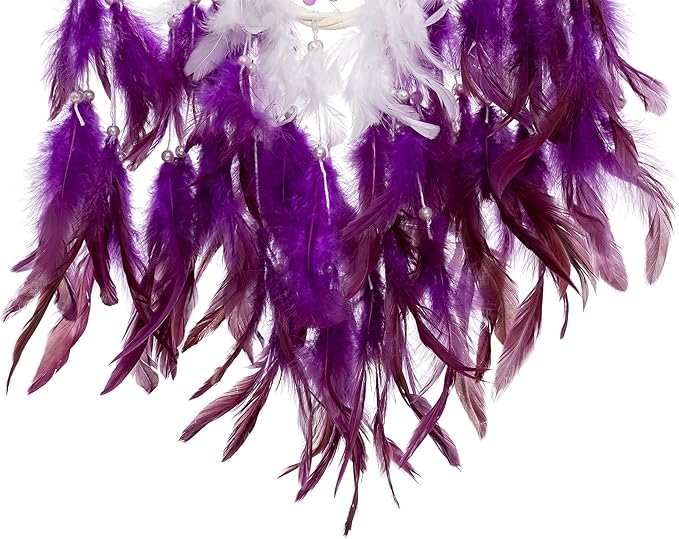 Large Rattan Dream Catchers - Modena Rooster Feather with Luxury Pearl, Multiring, Handmade Dreamcatcher for Bedroom, Dream Catcher for Girls, Dream Catchers for Boys, Dream Catcher Wall Decor