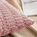 MIULEE Pack of 2 Corduroy Decorative Throw Pillow Covers 20x20 Inch Soft Boho Striped Pillow Covers Modern Farmhouse Home Decor for Sofa Living Room Couch Bed Blush Pink Spring Valentine Decor