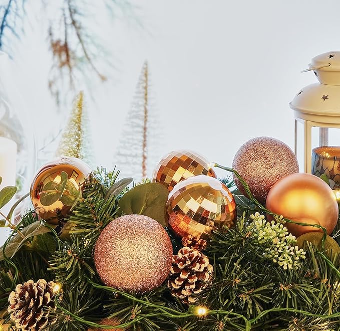 Emopeak 12Pcs Christmas Balls Ornaments for Xmas Christmas Tree - 4 Style Shatterproof Christmas Tree Decorations Hanging Ball for Holiday Wedding Party Decoration
